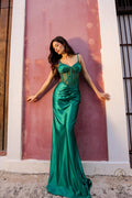 Gown V-neckline with exquisite rhinestone detailing on the Sheer Boned corset. NXE1292