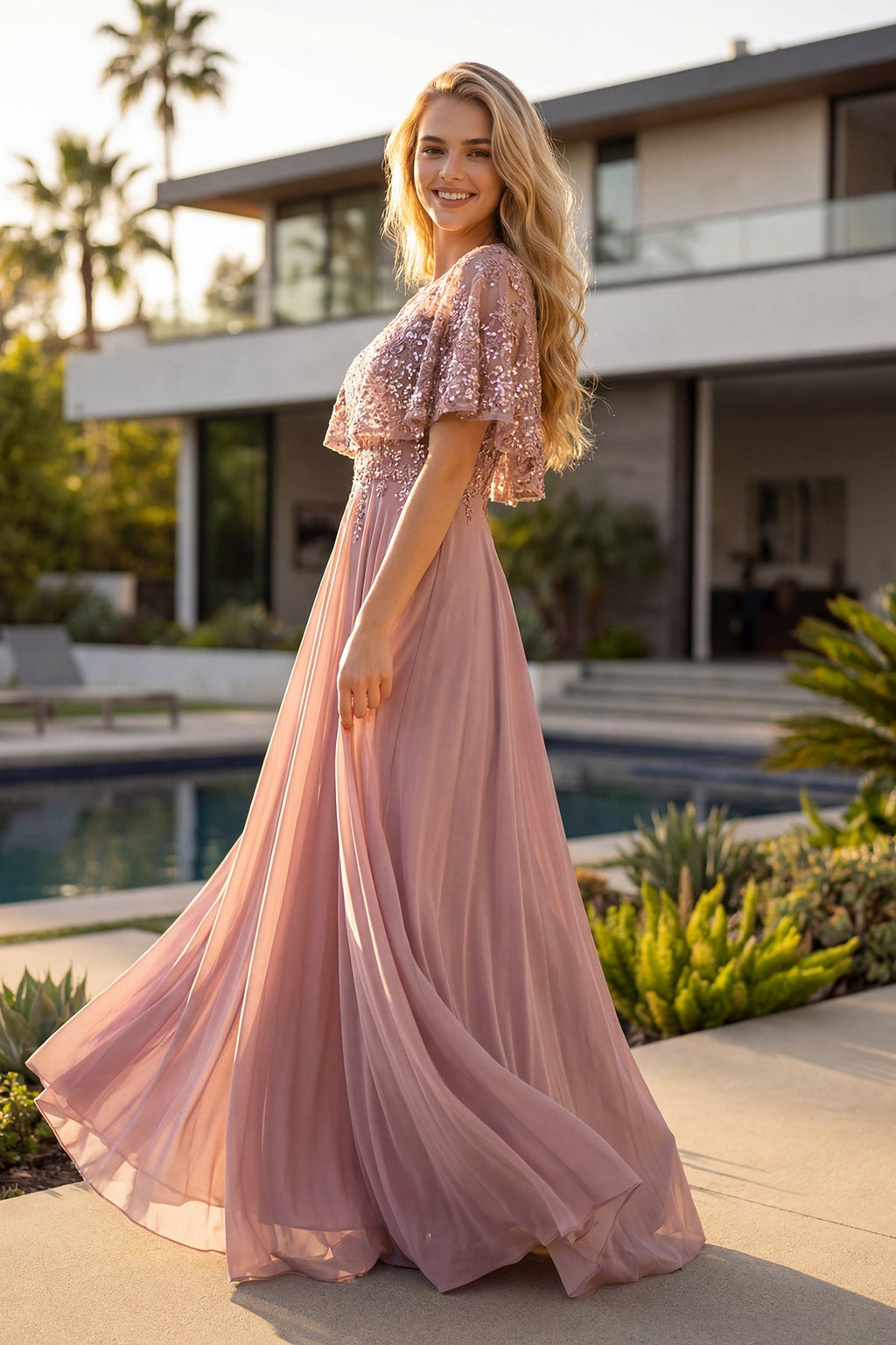 Beaded Two Piece Gown with Draped Ruched Skirt Mother of Bride JTJTM21L