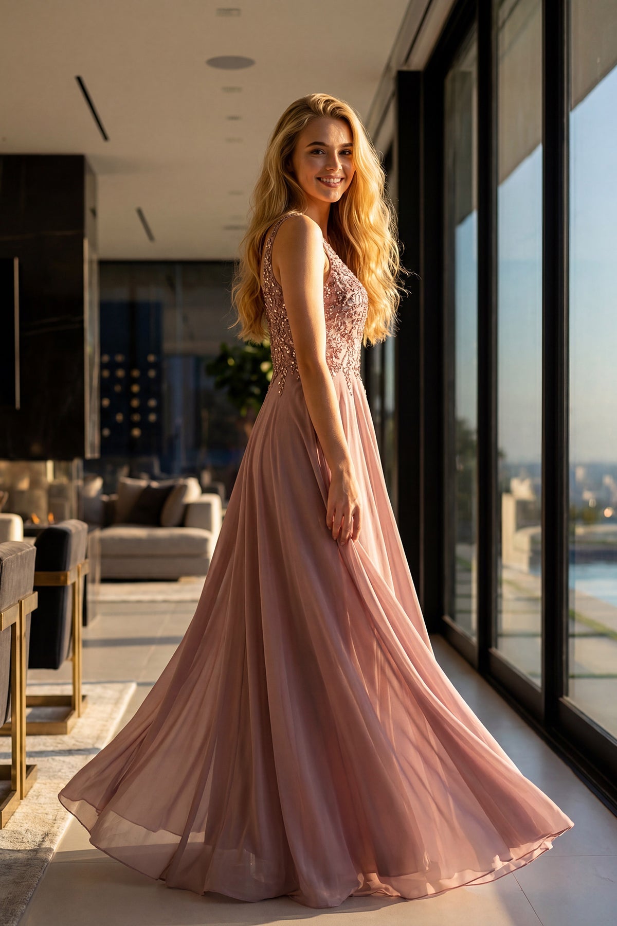 Beaded Two Piece Gown with Draped Ruched Skirt Mother of Bride JTJTM21L