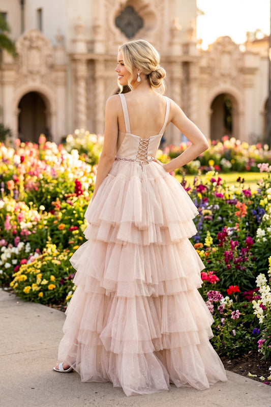Elegant Beaded Embellished A-Line Long Formal Prom Evening Gown JTJT2489S
