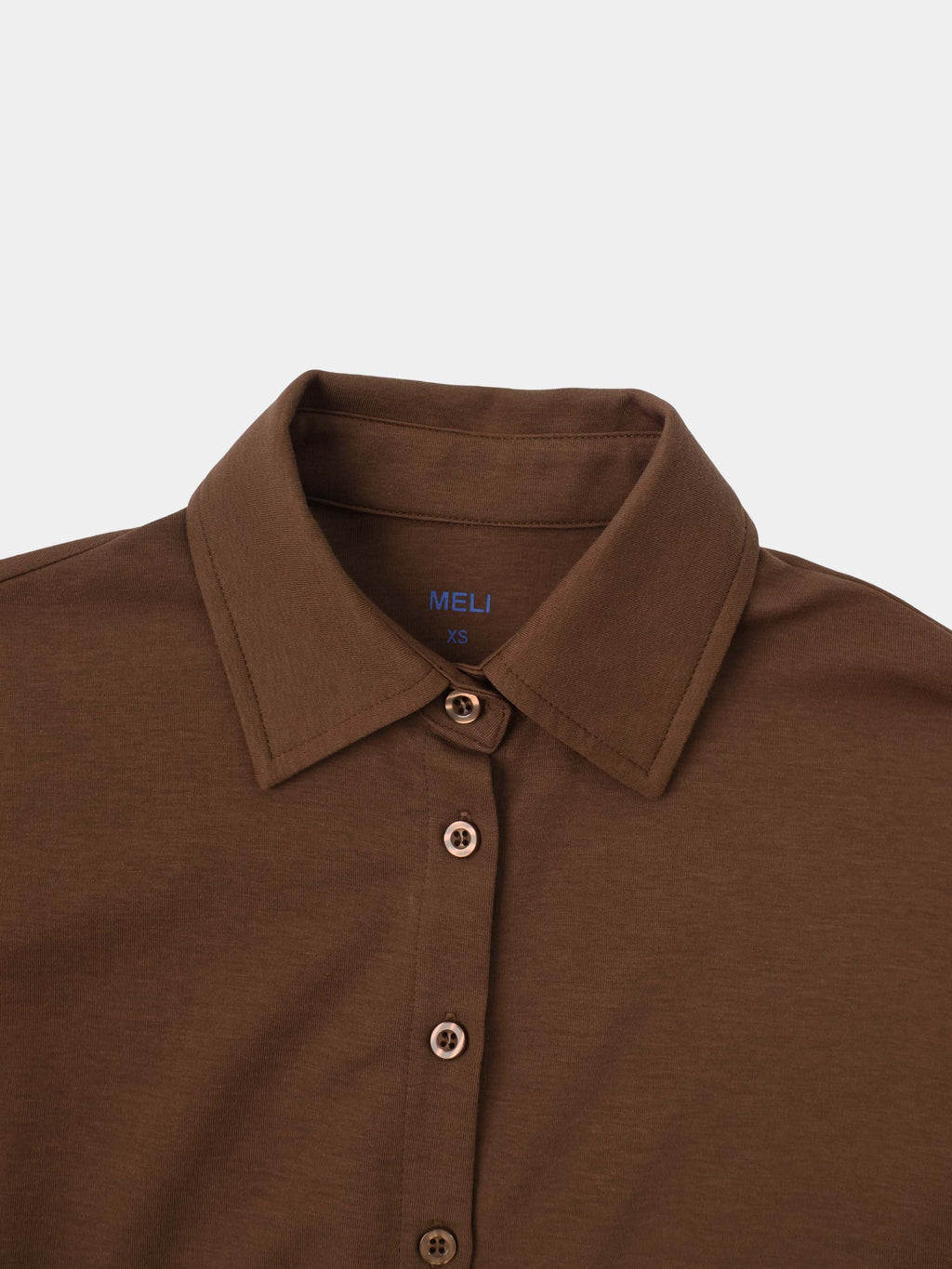 Waist Tie Button Down T-Shirt-Brown