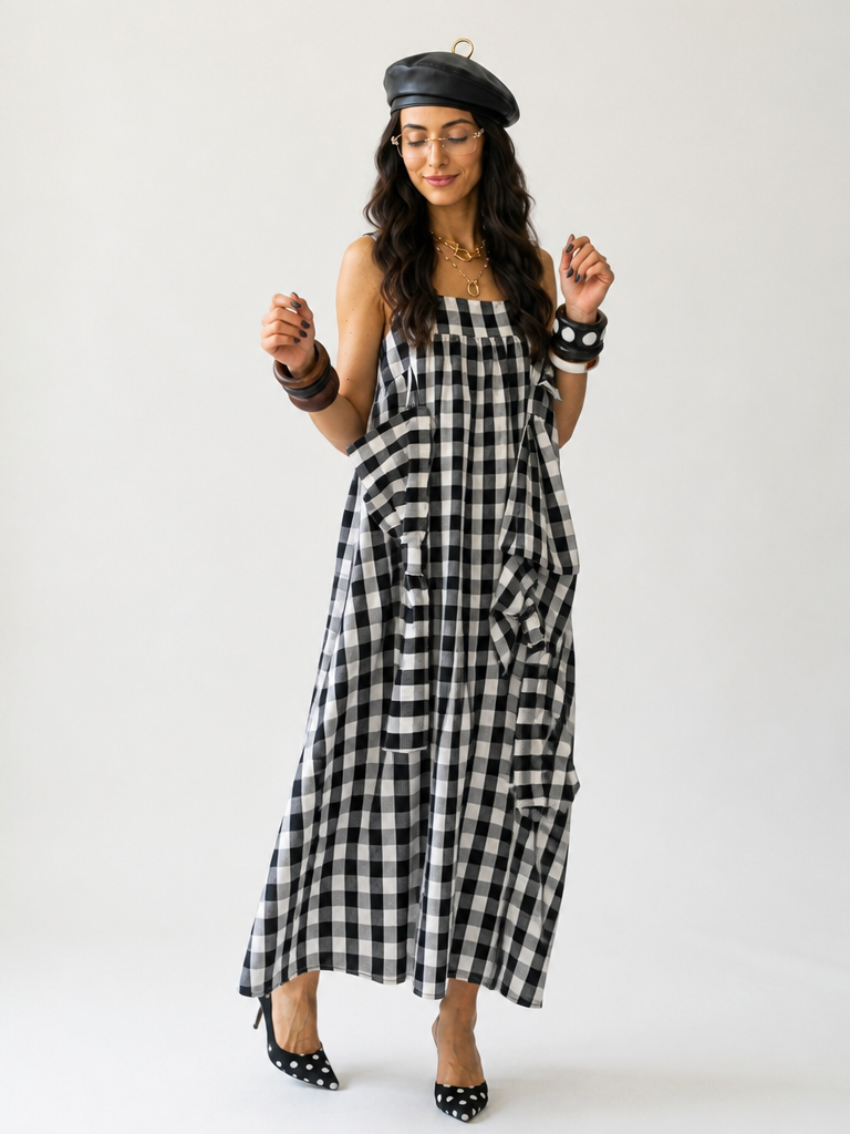 Sovereign Plaid Patchwork Maxi Dress