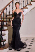 Elegant Beaded Embellished A-Line Long Formal Evening Gown CDCD715