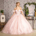 Soft Lightweight Quinceanera Mesh Gown w/ Floral Embroidery & Corset Bodice GLGL3475